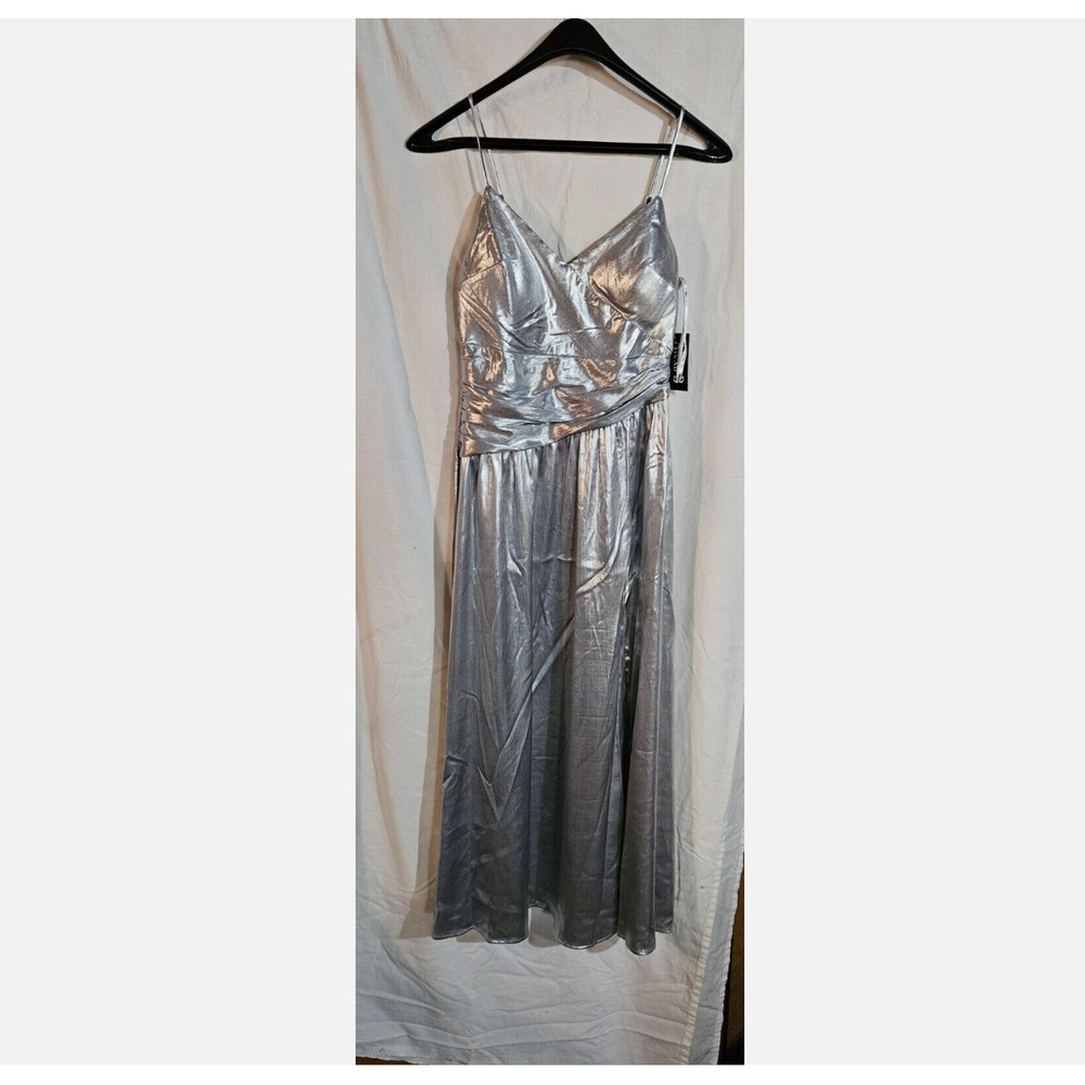 Alexa B Nites Women's Maxi Evening Dress Size 8 Silver NWT